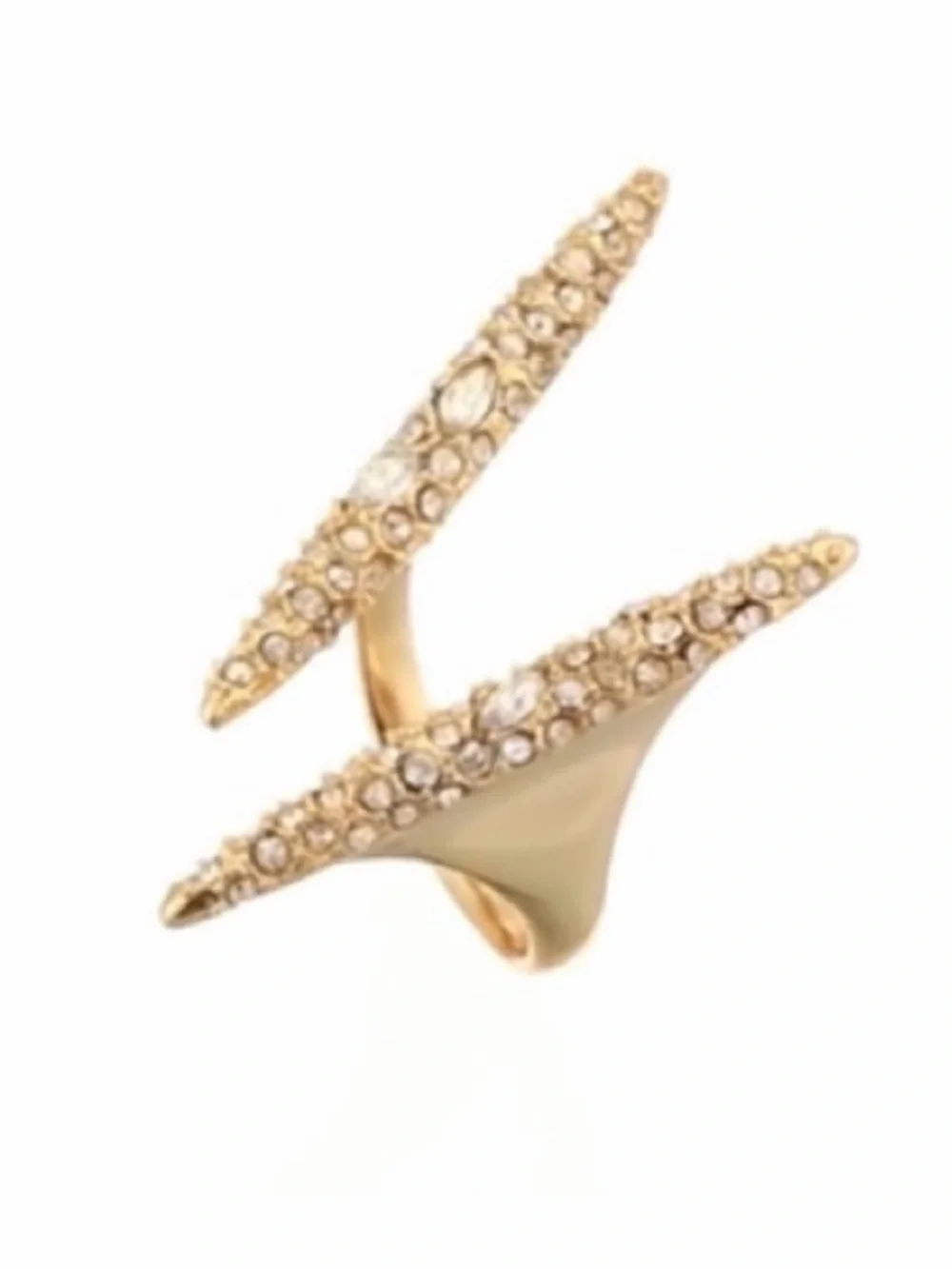 NEW Alexis Bittar Ring Encrusted Spear Modernist Crystal Double Spike AU14